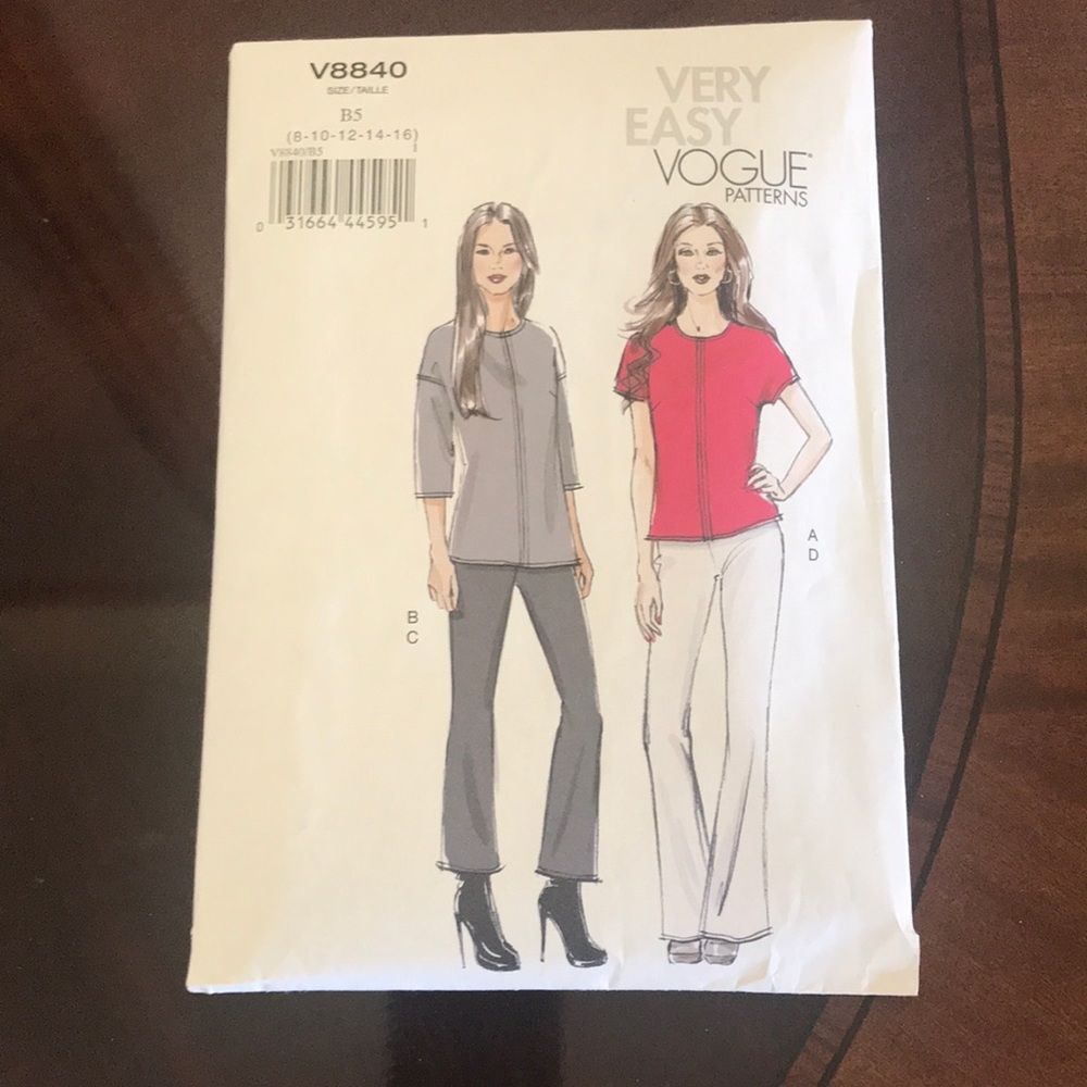 Very Easy Very Vogue Top & Pants Pattern, Uncut, S